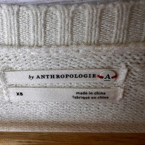 Anthropologie Sweater Womens Size XS Ivory & Mustard Cuffs Rebekah Tunic - Picture 2 of 16